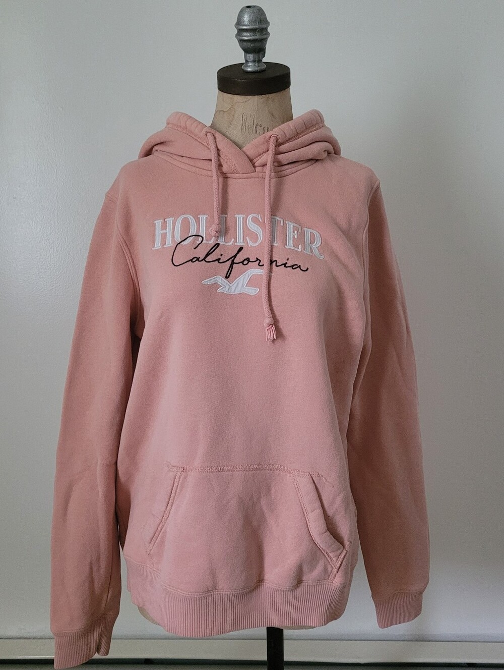 Hollister Logo Pink Retro Hoodie Sweatshirt L